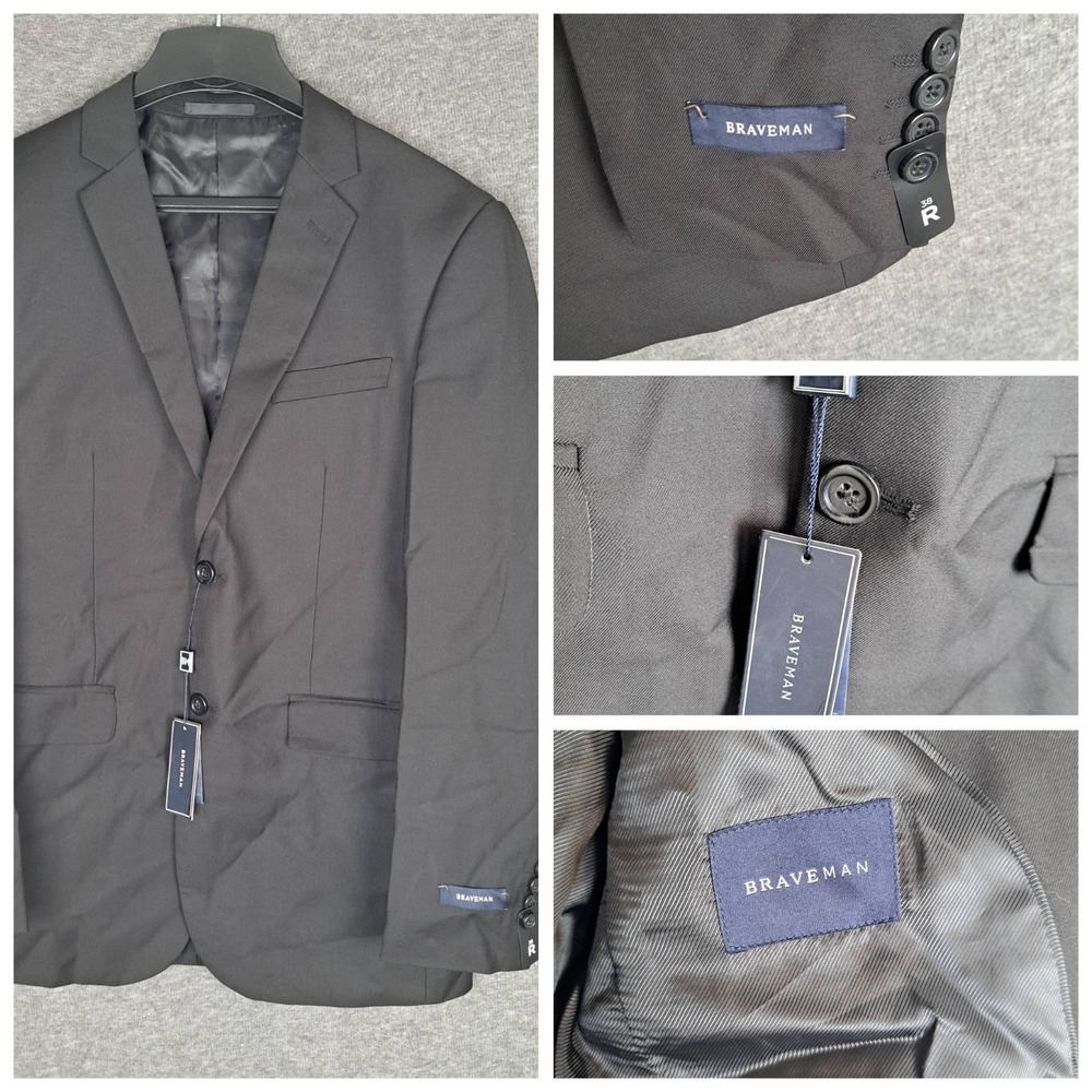 Braveman Men's‎ Black Blazer 38R Slim Fit Business Causal Formal NWT
